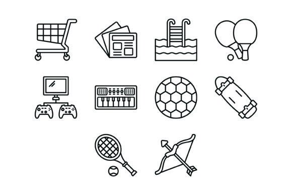 10 Entertainment Outline Icons: A Versatile Design Bundle