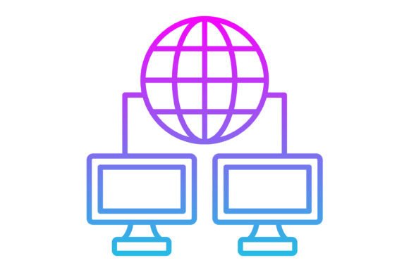 Computer Networking Line Gradient Icon: Modern Visuals for Your Projects