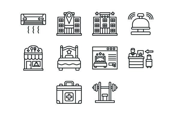 Elevate Your Hotel Branding with Essential Outline Icons