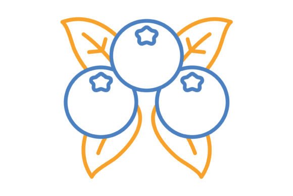 Essential Berries Blue Orange Line Icons for Creative Projects