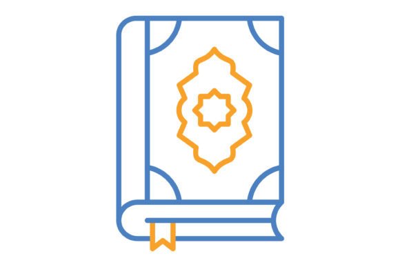 Essential Quran Blue Orange Line Icon Set for Modern Digital Projects