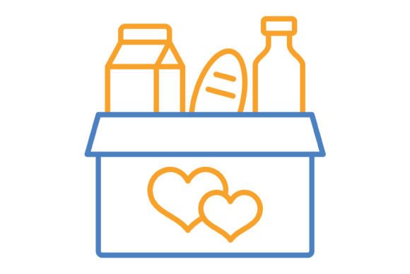 Food Donation Blue Orange Line Icon: A Versatile Asset for Modern Design