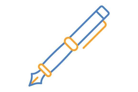 Fountain Pen Blue Orange Line Icon: Elevate Your Design Projects