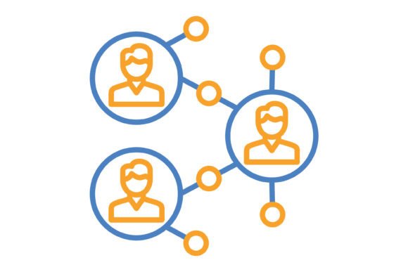Networking Blue Orange Line Icon: A Versatile Design Asset