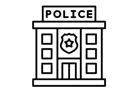 Police Station Outline Icon: A Complete Design Asset for Modern Projects